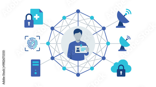 Cybersecurity Expert With Laptop In Digital Network Concept.