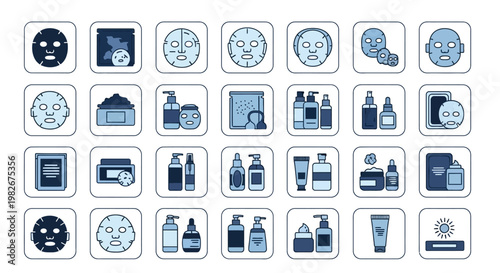 Skincare Icons: Sheet Masks, Creams, Serums, and Bottles Collection