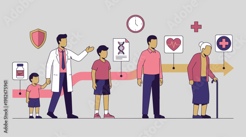 Medical team with patients in care scene.