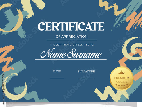 blue abstract shape background certificate