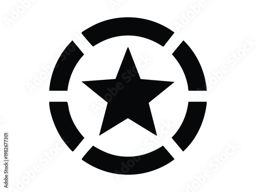 Black star inside a segmented circle, a classic military insignia often associated with the U.S. Army Air Forces from World War II.