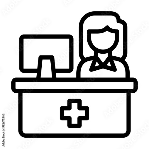 patient check-in desk icon line