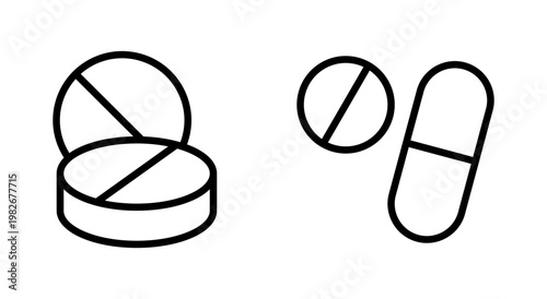 Pills icon symbol for apps and websites. capsule icon. Drug sign and symbol