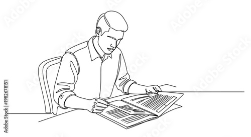 Man reading a newspaper sitting down.