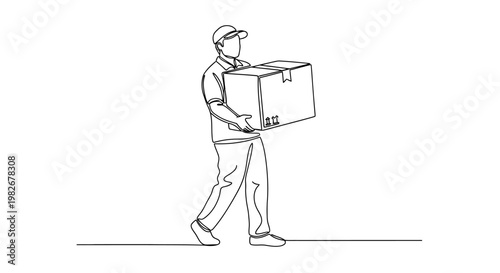 Man carrying a large cardboard box.