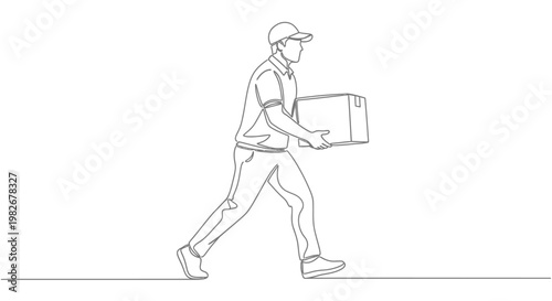 Man carrying large cardboard box.