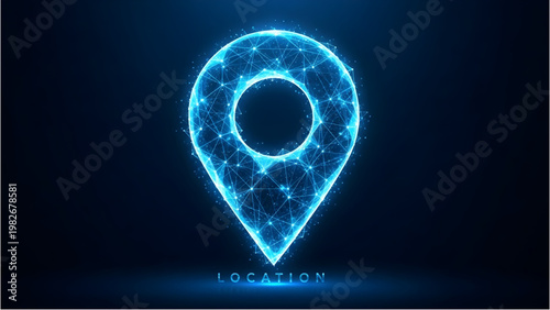 Digital location technology futuristic gps pin with network connection concept