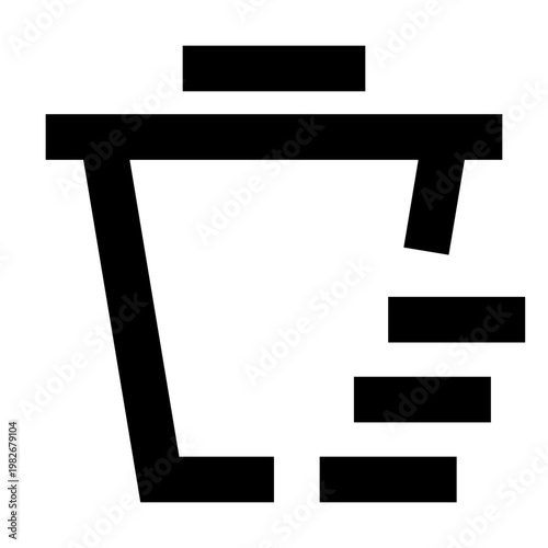 Trash bin icon in sharp bold line style with step bars symbolizing permanent deletion or deep cleaning. Perfect for UI, apps, dashboards, and digital tools involving data cleanup or file purge.
