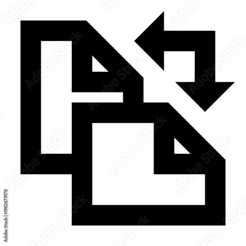 Orientation icon in sharp bold line style for page rotation. Perfect for print settings, file editors, app interfaces, dashboards, or any tools involving layout, document, and content control.