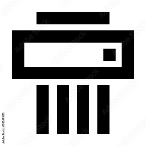 Shredder icon in sharp bold line style for document destruction and office cleanup. Perfect for privacy tools, admin dashboards, content management, recycle bin, and file deletion interfaces.