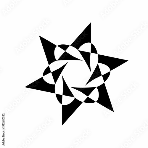 Abstract geometric star pattern with sharp points and a swirling central design, a unique graphic element