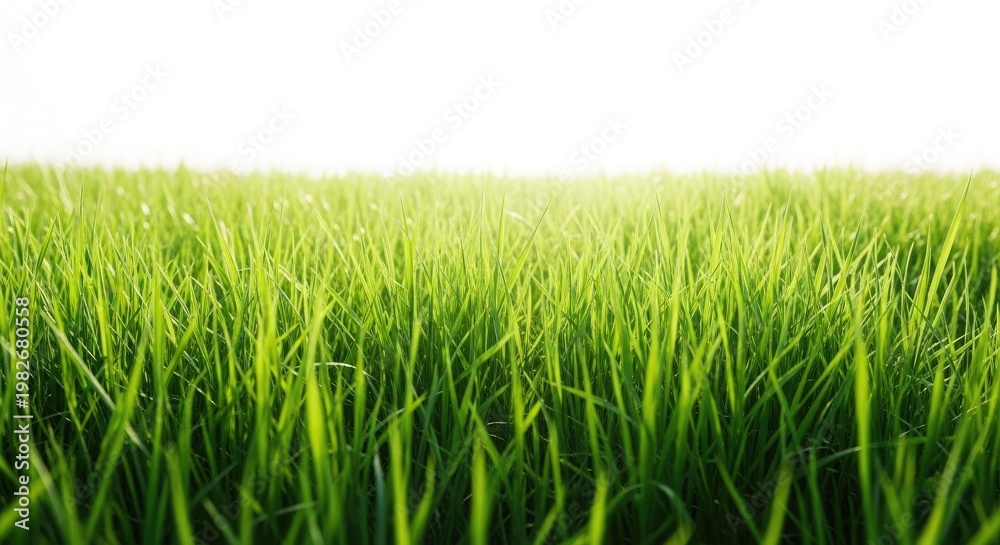 Obraz premium Lush green grass field with sunlight a vibrant natural scene