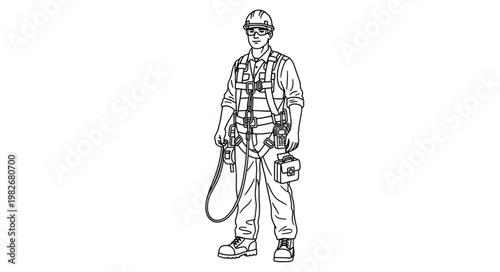 Welder in protective gear holding equipment, ready for work.