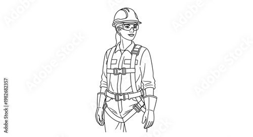 Woman in safety gear looking focused and ready for work.
