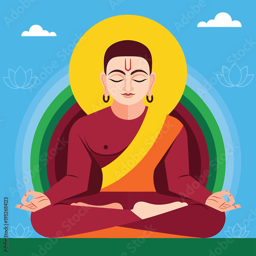 Buddha in meditation sitting peacefully.