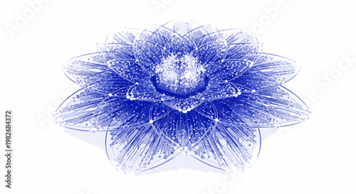 Abstract Blue Lotus Flower Digital Illustration