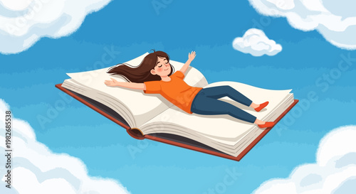 The freedom of imagination represented by a flying book