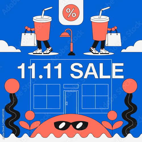 11.11 sale banner in colorful modern promotional design