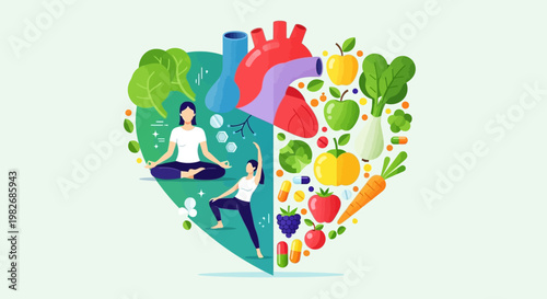 Healthy Heart Lifestyle: Yoga, Exercise, and Nutritious Food for Wellness