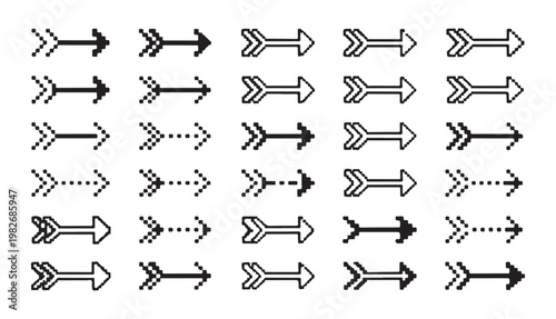 Pixel art style double headed arrow icons for game development and decorative web assets.