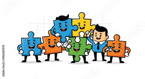 Team of puzzle pieces as a business and teamwork concept