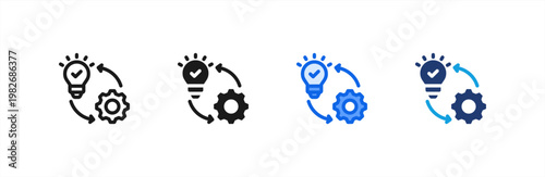 Implementation Process icon multiple style collection. Vector illustration.