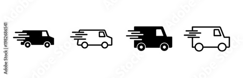 Fast shipping delivery truck icon set. Delivery truck icon. fast delivery icon