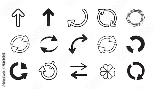 Circular arrow icons representing refresh and reload actions for web applications.