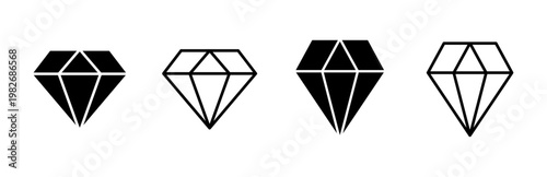 Diamond icon set. diamond gems vector icon.