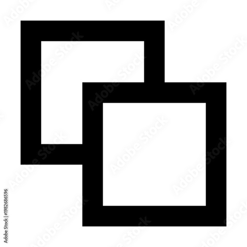 Subtract front icon in sharp bold line style for removing overlapping shapes in vector editing. Perfect for UI design, layout tools, software interface, and geometric composition tasks.