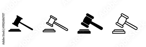 Gavel icon set. judge gavel icon vector. law icon vector. auction hammer