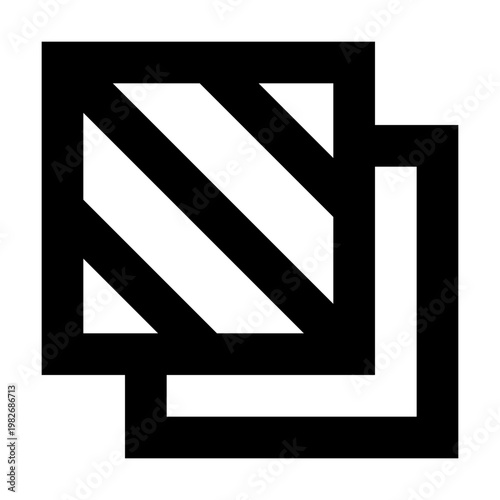 Bring to front icon in sharp bold line style for layering and object ordering. Perfect for UI tools managing visual hierarchy, object stacking, or sending elements to the top.