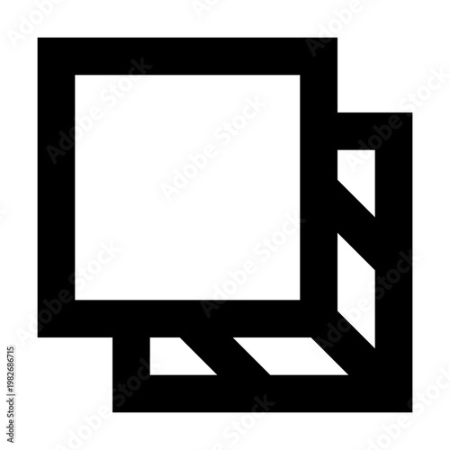 Send to back icon in sharp bold line style for visual layering. Perfect for arranging layout depth, stacking layers, or moving objects behind others in UI, apps, and design software.