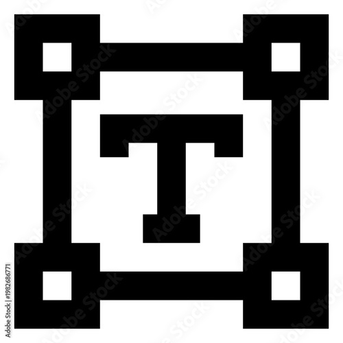 Text box icon in sharp bold line style for editing, formatting, and layout tools. Perfect for UI design, typography settings, word processing, writing apps, and creative design systems.