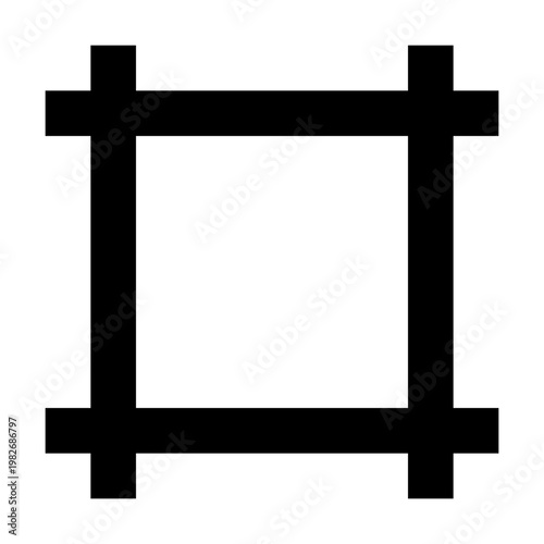 Frame icon in sharp bold line style for defining art boards or print areas. Perfect for canvas setup, layout planning, cropping zones, design measurement, and visual structure in digital tools.