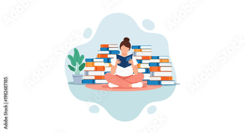 Beautiful Island of Words Flat Vector Design Commemorating World Book Day