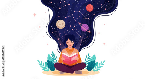 Book Universe Vector Graphic Isolated on White for World Book Day Celebration
