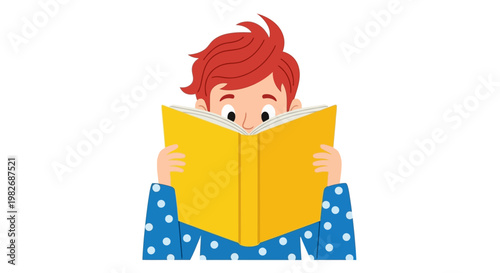 World Book Day Concept Featuring a Funny Reader Hiding Behind a Book Isolated