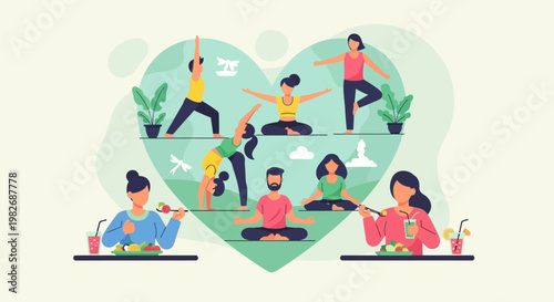 Healthy Lifestyle: Yoga, Meditation, and Nutritious Food for Wellness