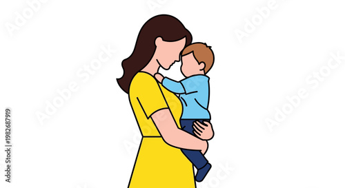 Loving Mother Tenderly Embraces Her Cherished Infant, Symbolizing Maternal Care, Unconditional Family Love, and the Beautiful Bond Between Parent and Child
