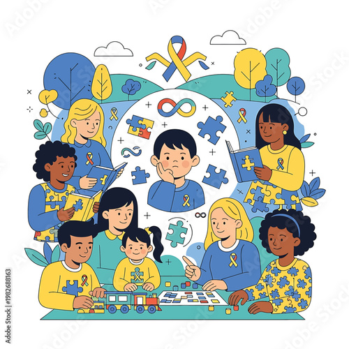 Diverse group of children with autism.