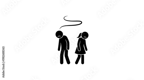 Depressed Couple Walking Away with Emotional Distress