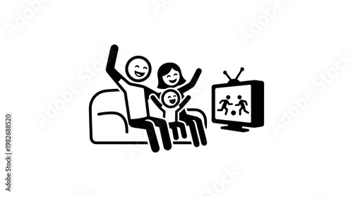 Family Watching Soccer Game On Television