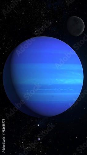 A large blue planet with a moon in space