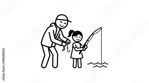 Father and Daughter Fishing Together