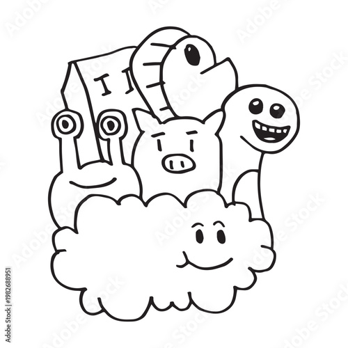 Handdrawn Doodle Monster