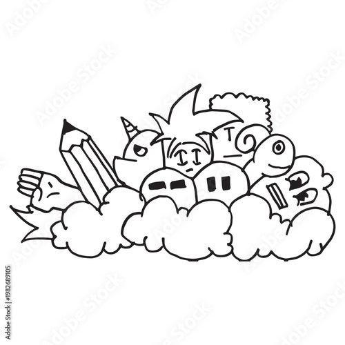 Handdrawn Doodle Monster