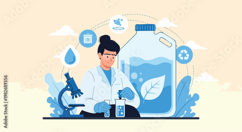 Scientist Analyzing Water Sample in Lab, Eco-Friendly Research