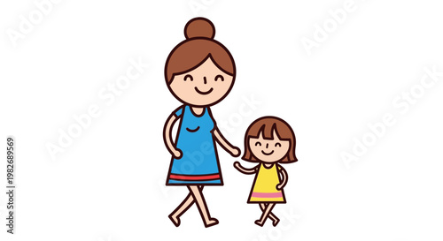 A happy mother and daughter walking together with smiles, showcasing family bonding and a joyful lifestyle