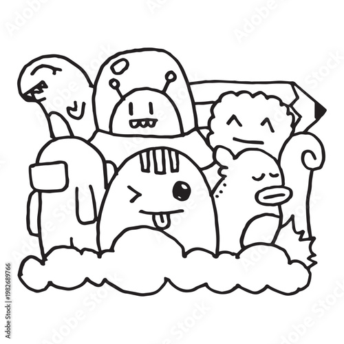 Handdrawn Doodle Monster